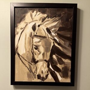 Original art EQUESTRIAN abstract painting HORSE monochromatic